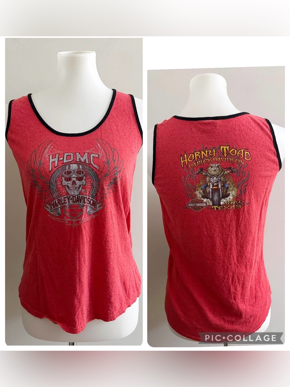 Harley-Davidson Red Graphic Women's Tank Top M Grunge Biker Bikercore Festival